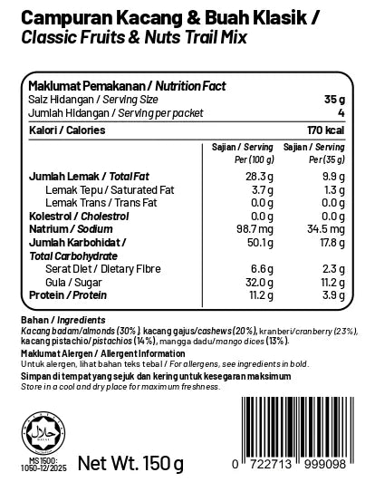 Classic Fruits and Nuts Trail Mix