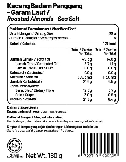 Lightly Roasted Almonds (Sea Salt)