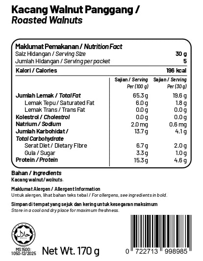 Lightly Roasted Walnuts (Unsalted)